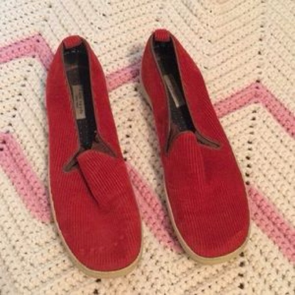 kate spade Shoes - VINTAGE HELLA RETRO KATE SPADE RED CORDUROY SLIP ONS SZ 7